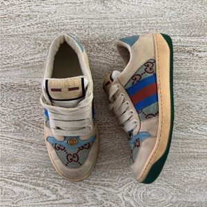 Gucci Kids Beige and Blue Sneakers